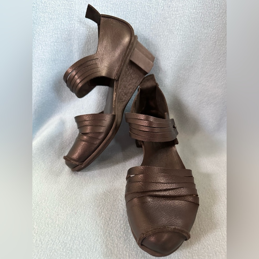 Trippen “Good” Black Leather Wedge Sandals Made in Germany Size 37